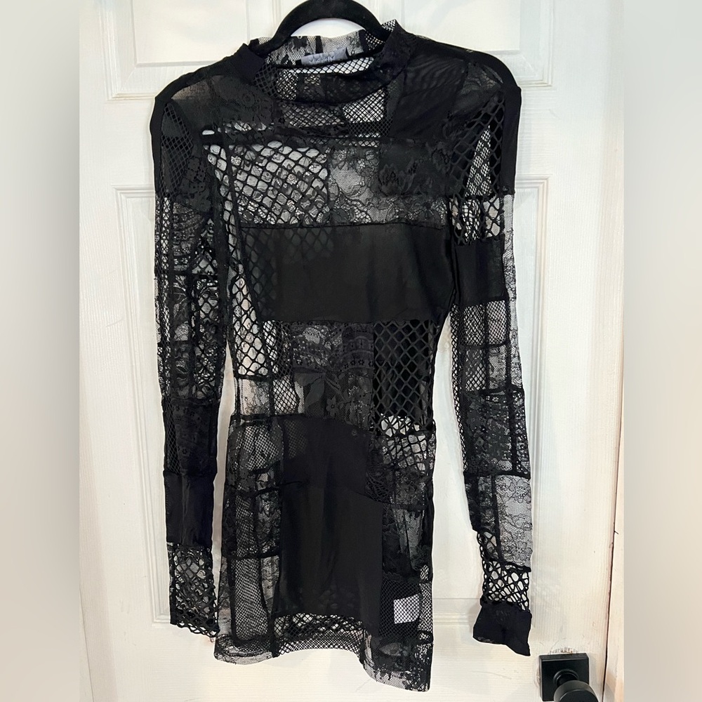AKIRA Black Lace Mesh Blouse - Picture 5 of 7